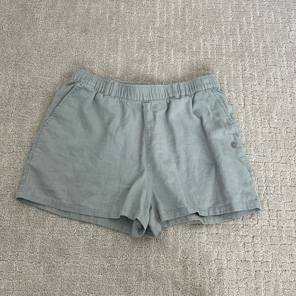 Roxy linen blend light blue Shorts with Elastic Waistband